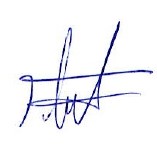 A signature on a white background Description automatically generated